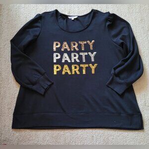 Cleo ;Party; Sequins Sweatshirt Black Silver Gold Holiday Plus Size Xxl